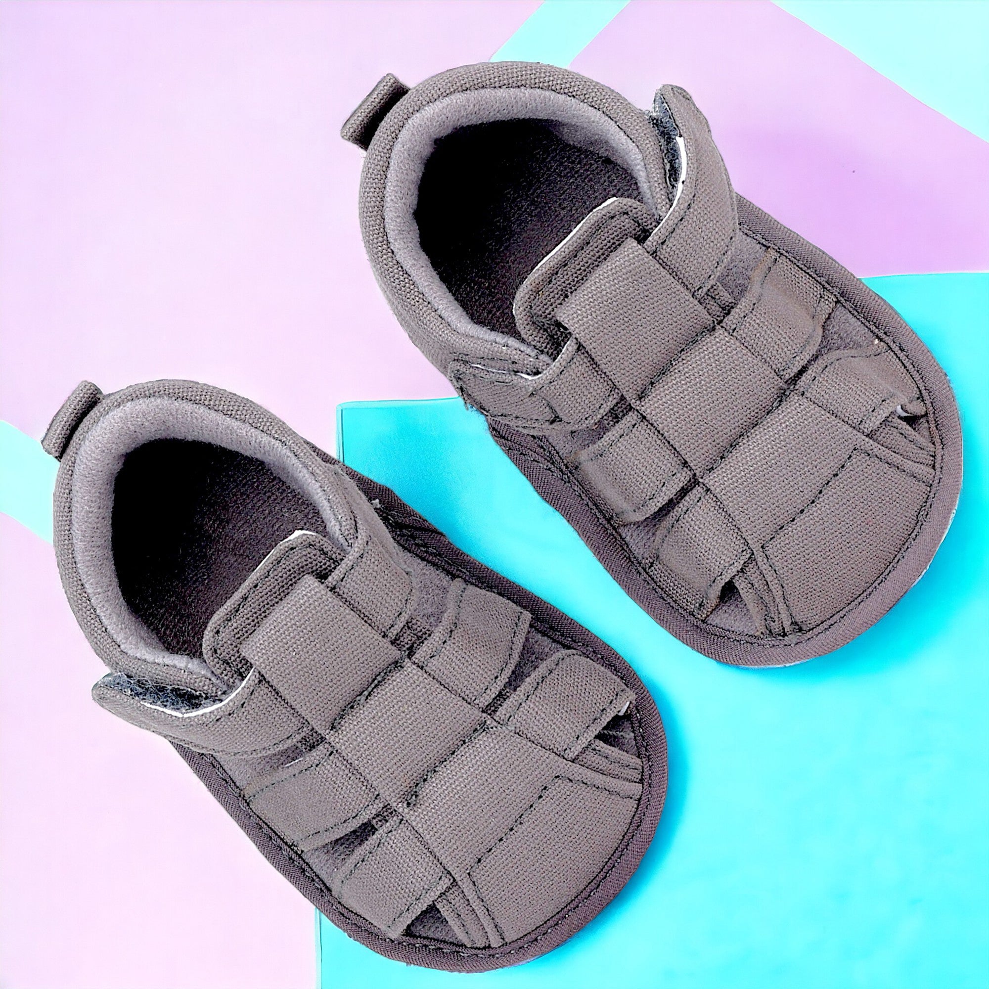 Baby Moo Stylish Breathable Velcro Straps Anti-Skid Sandals - Grey