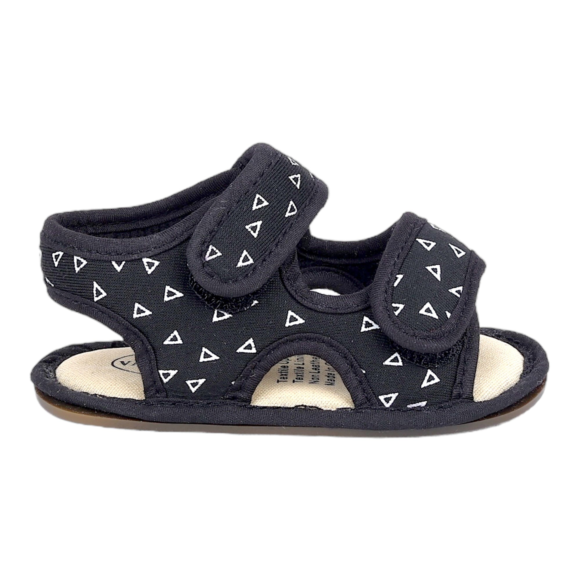 Baby Moo Triangle Comfortable Anti-Skid Velcro Floater Sandals - Black