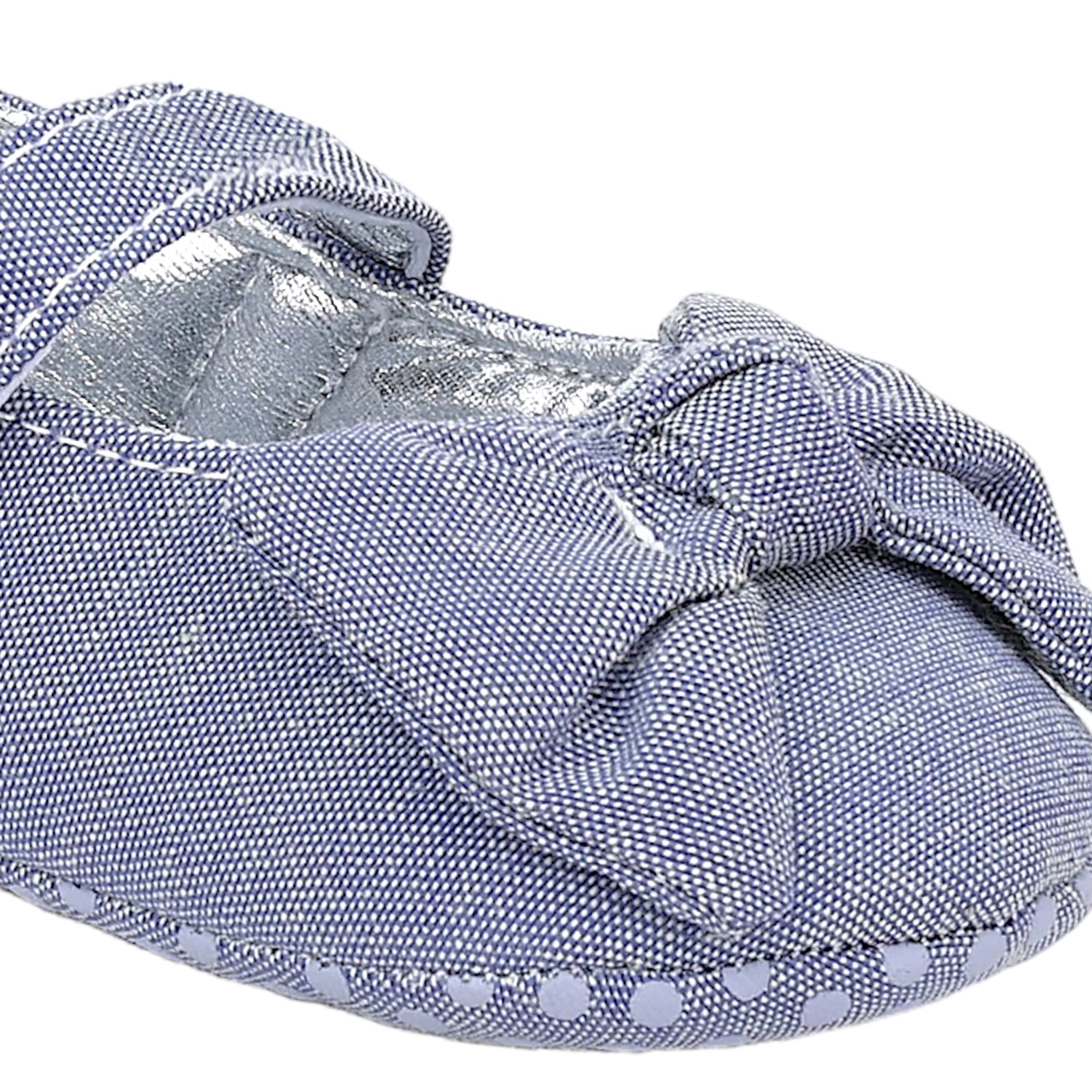 Baby Moo Pretty Bow Knot Velcro Strap Anti-Skid Ballerina Booties - Grey