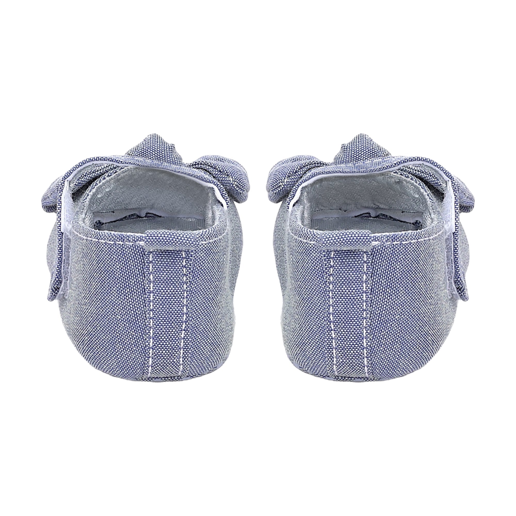 Baby Moo Pretty Bow Knot Velcro Strap Anti-Skid Ballerina Booties - Grey