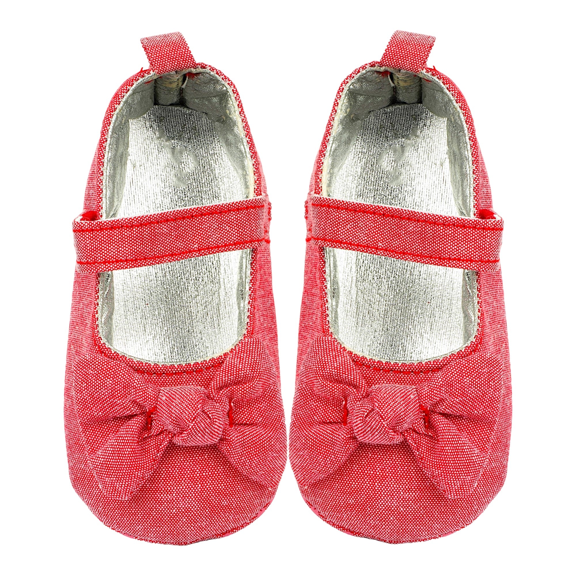 Baby Moo Pretty Bow Knot Velcro Strap Anti-Skid Ballerina Booties - Pink