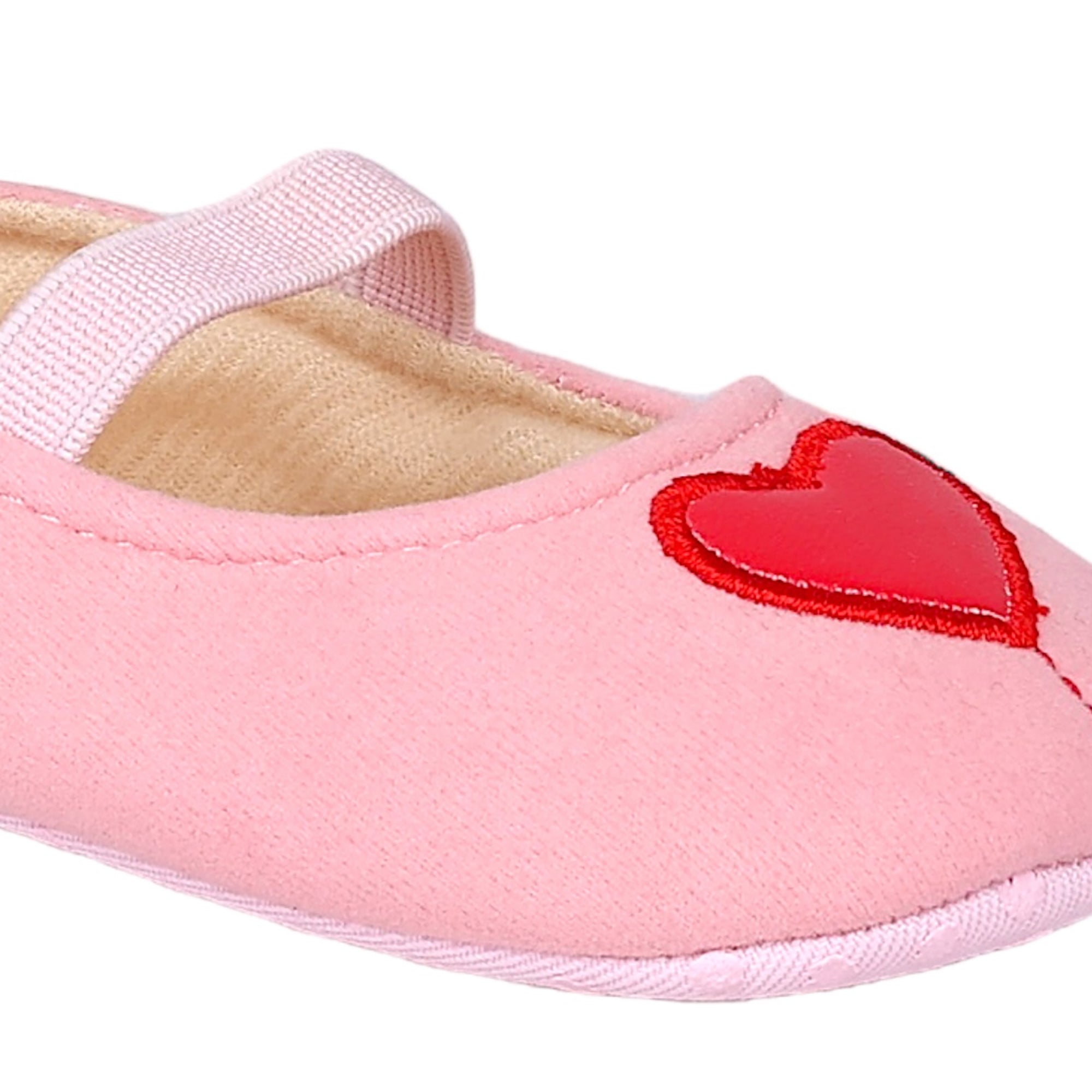 Baby Moo Sweet Heart Anti-Skid Elastic Strap Ballerina Booties - Pink, Red