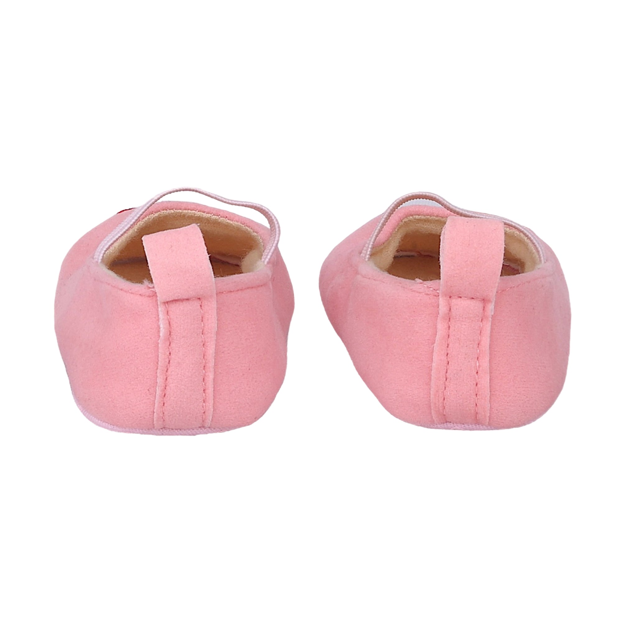 Baby Moo Sweet Heart Anti-Skid Elastic Strap Ballerina Booties - Pink, Red