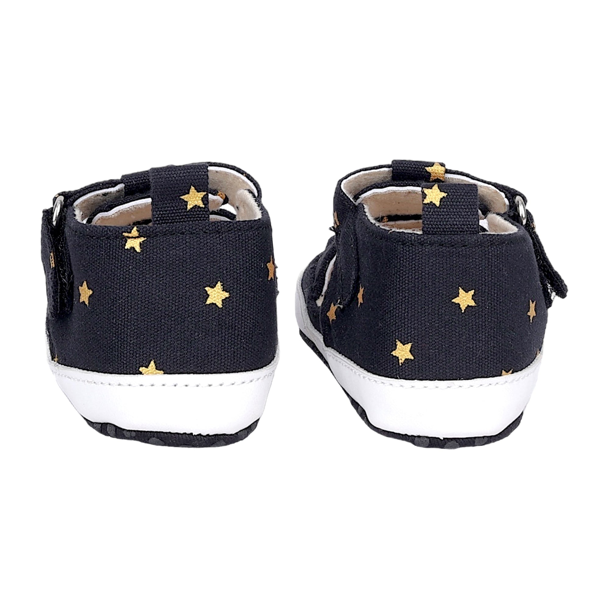 Baby Moo Starry Stylish Anti-Slip Velcro Hook-Loop Sandals - Black