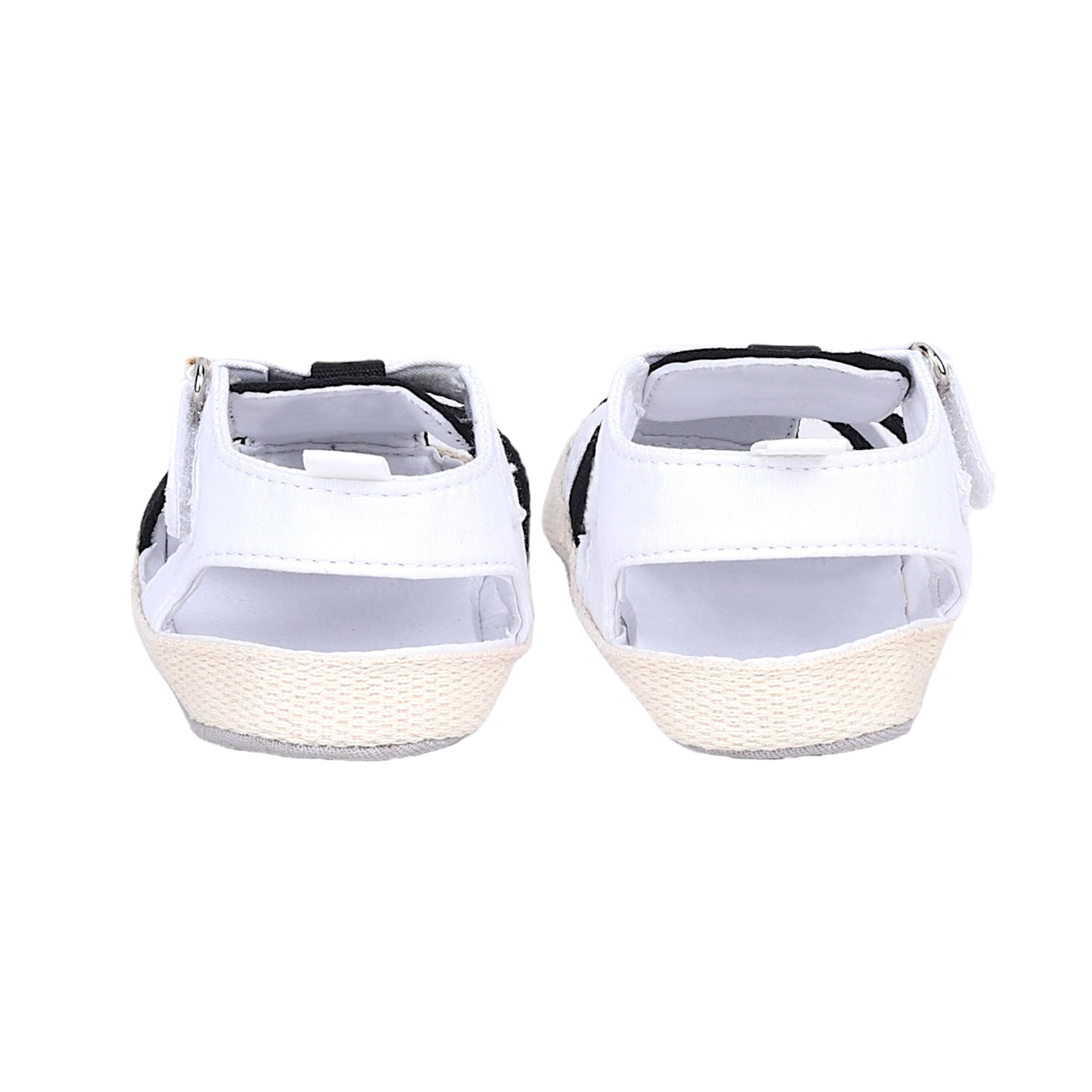 Baby Moo Stylish And Breathable Velcro Straps Anti-Skid Sandals - Black, White