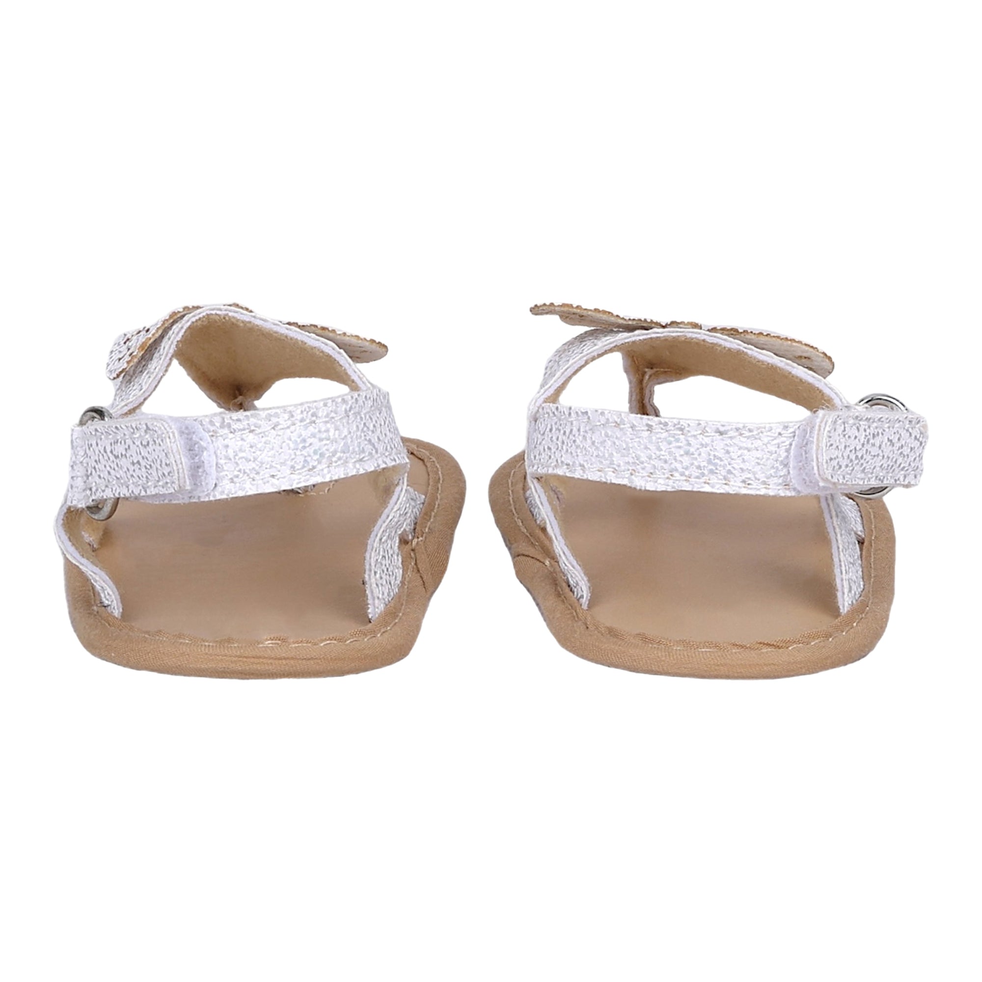 Baby Moo Sequin Butterfly Velcro Straps Anti-Skid Open Toe Sandals - White