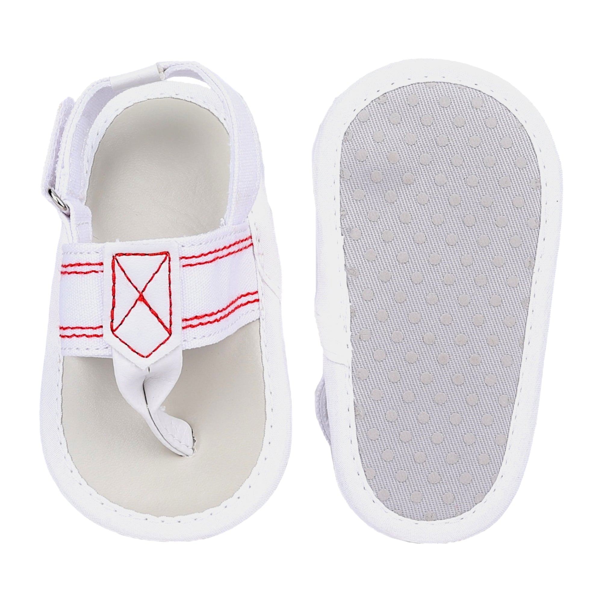 Baby Moo Classic Hook-Loop Anti-Skid Open Toe Sandals - White