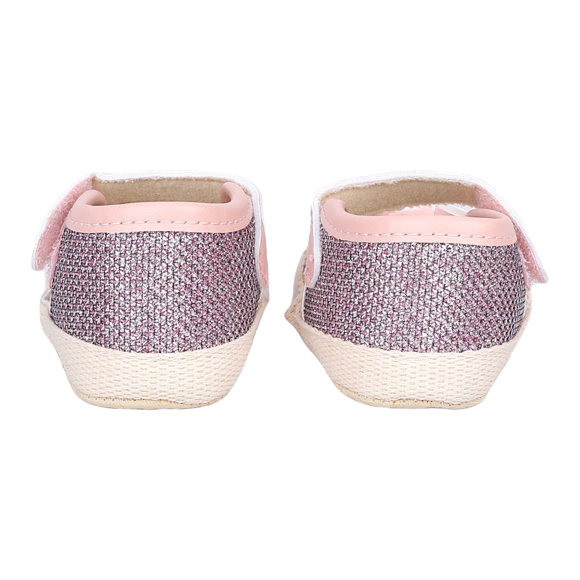 Baby Moo Glittery Partywear Bow Velcro Strap Anti-Skid Sandals - Pink