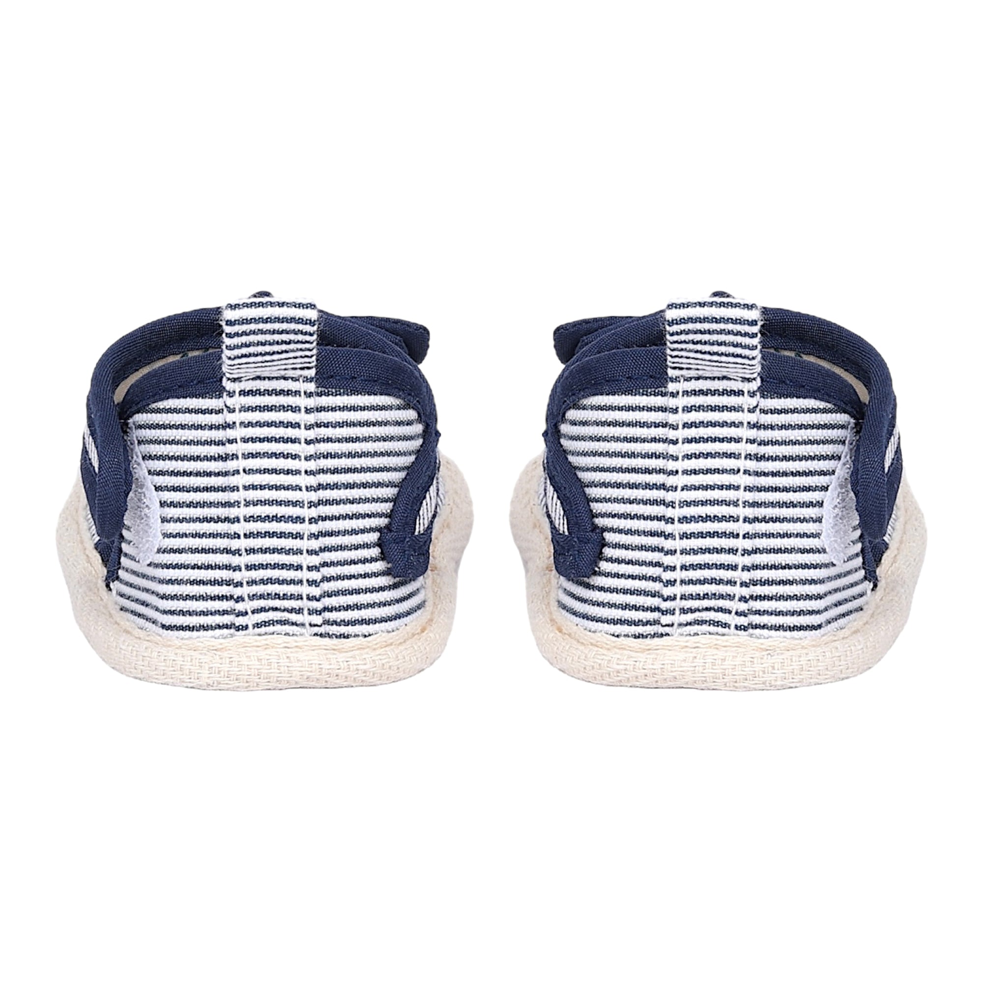 Baby Moo Bow Nautical Striped Velcro Straps Anti-Skid Sandals - Blue