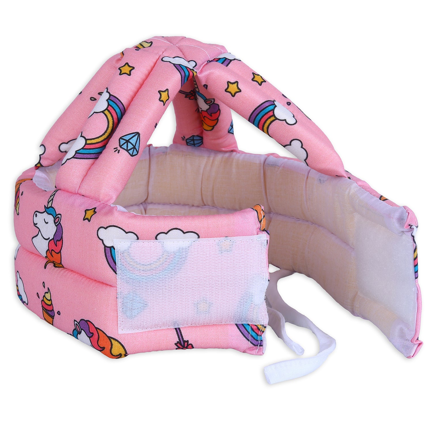 Baby Moo Rainbow Unicorn Head Protection Adjustable Cushioned Safety Helmet - Pink