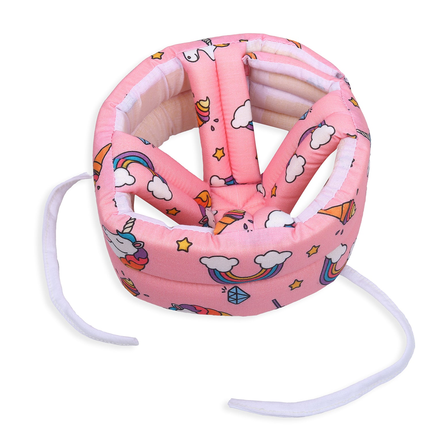 Baby Moo Rainbow Unicorn Head Protection Adjustable Cushioned Safety Helmet - Pink