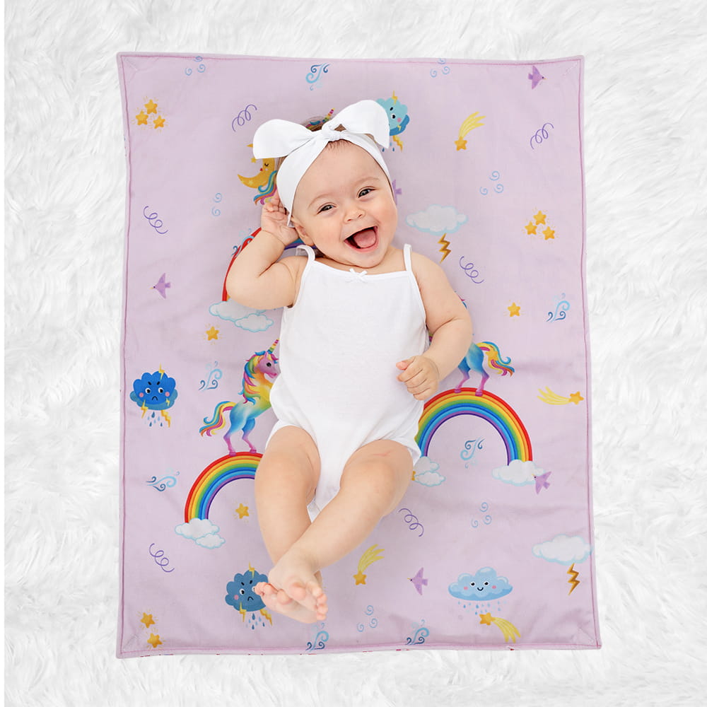 Baby Moo Unicorn 3 Velvet And 1 Waterproof Diaper Changing Sheet Set - Pink - Baby Moo