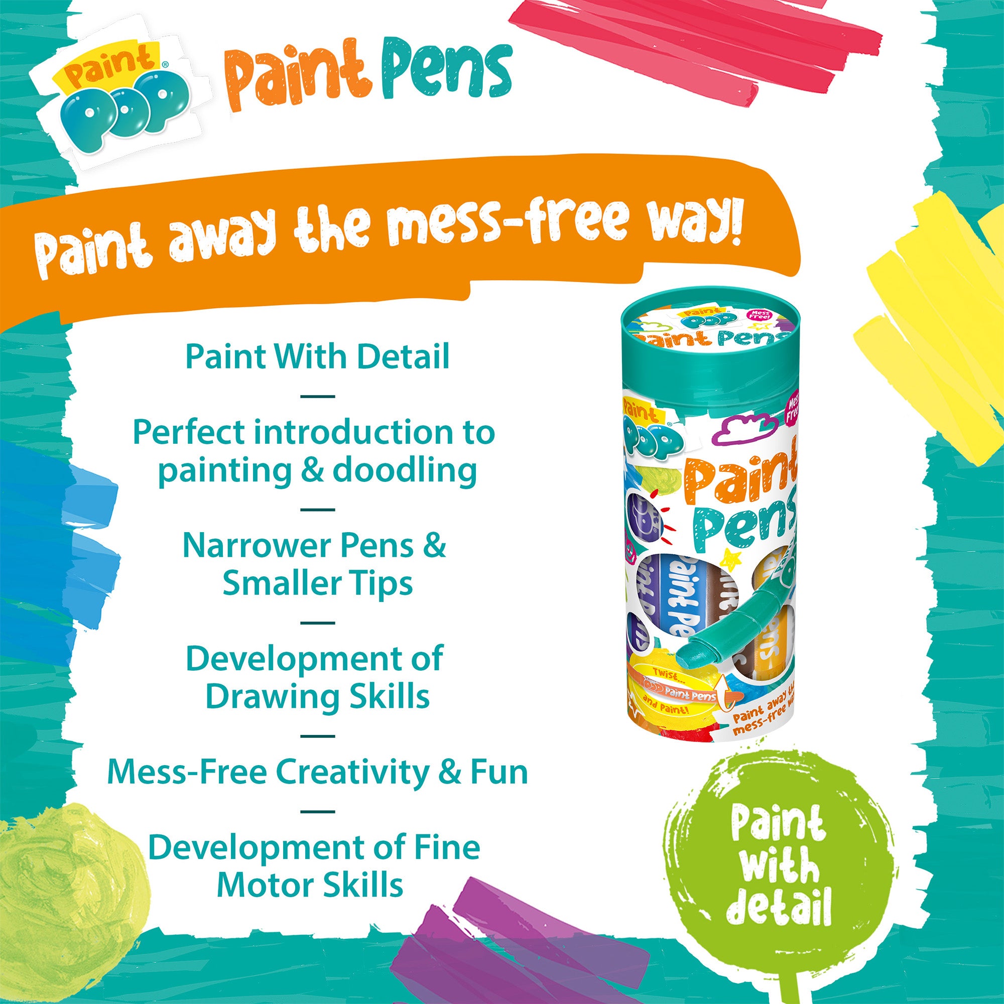 Paint Pop  12 Pack Quick Dry Paint Pens - DIY Festive Clay Diyas Free