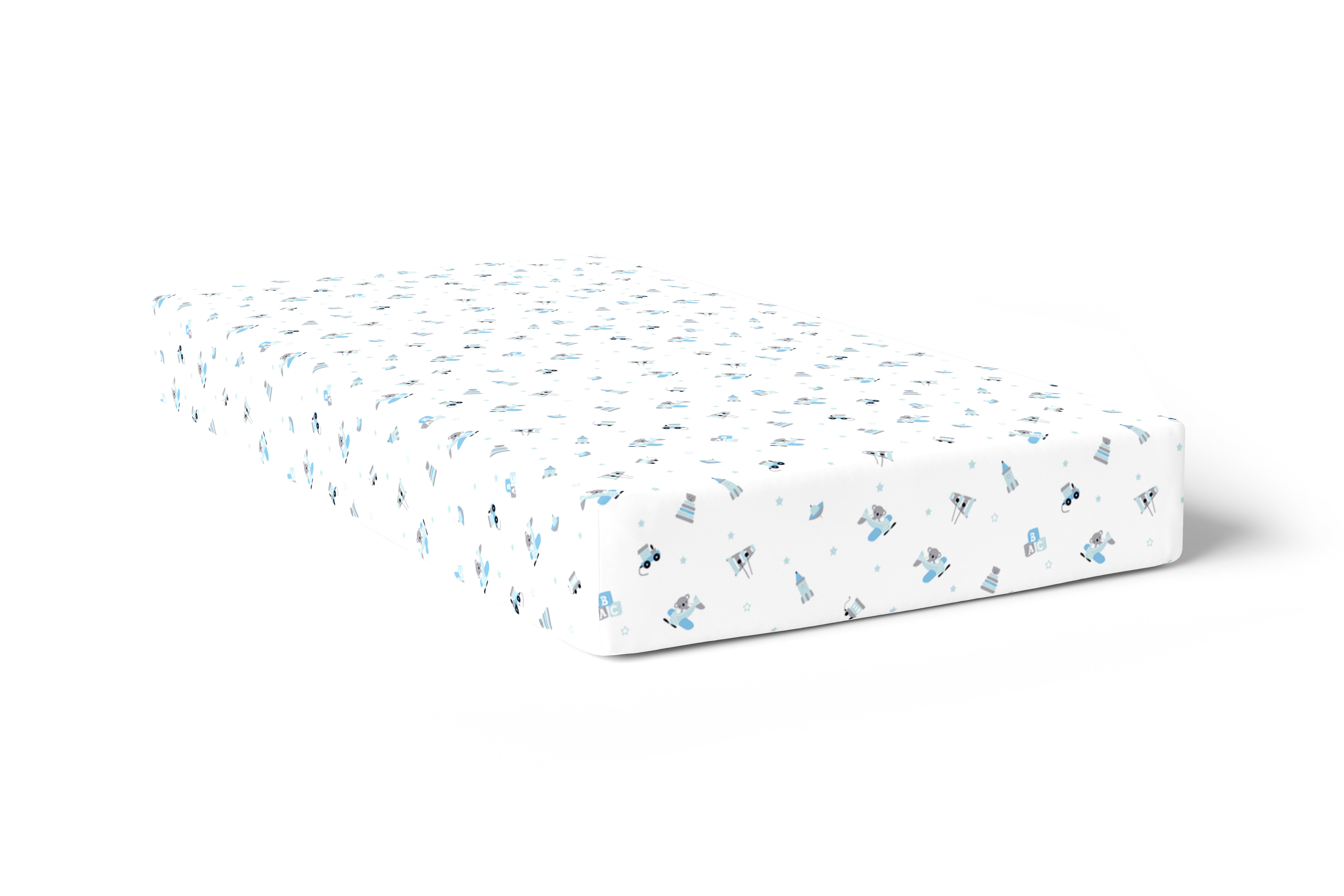 The White Cradle Pure Organic Cotton Fitted Cot Sheet for Baby Crib 24 x 48 inch - Blue Koala