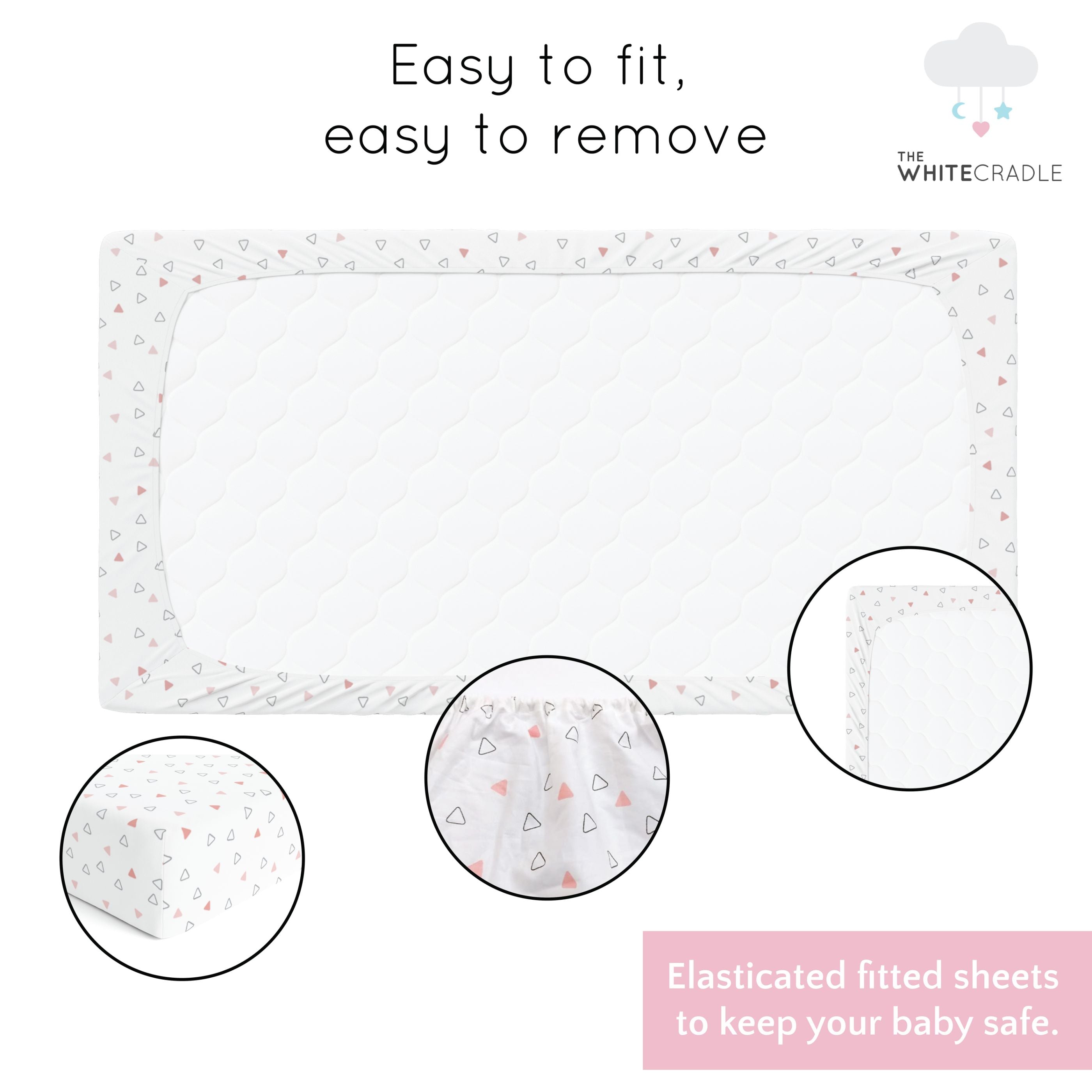 The White Cradle Pure Organic Cotton Fitted Cot Sheet for Baby Crib 28 x 52 inch - Pink Koala