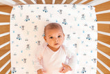 The White Cradle 100% Organic Cotton Crib Fitted Sheets for Baby - Blue Bear 1 and 2