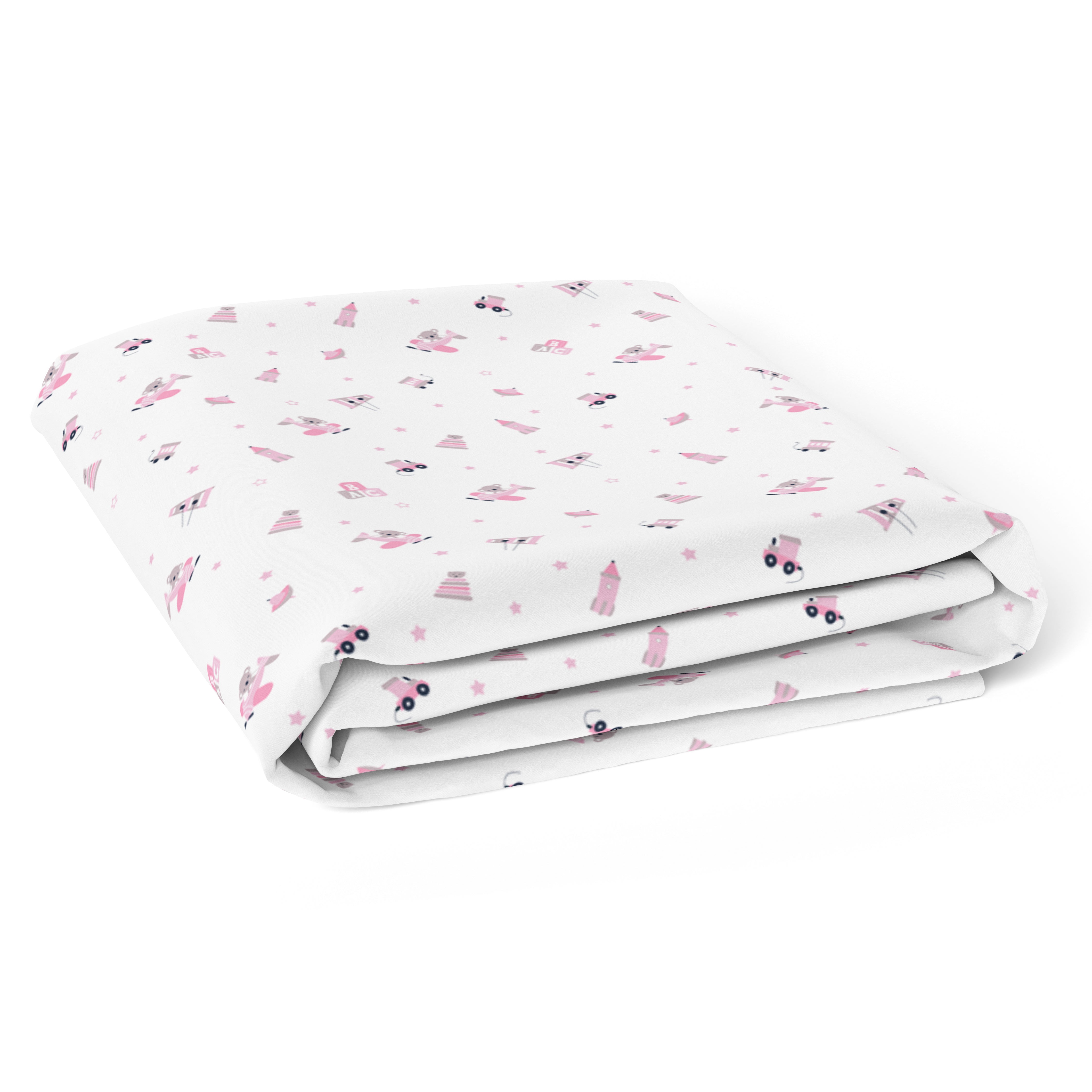 The White Cradle Pure Organic Cotton Fitted Cot Sheet for Baby Crib 28 x 52 inch - Pink Koala