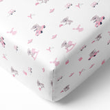 The White Cradle Pure Organic Cotton Fitted Cot Sheet for Baby Crib 24 x 48 inch - Pink Koala with Horse