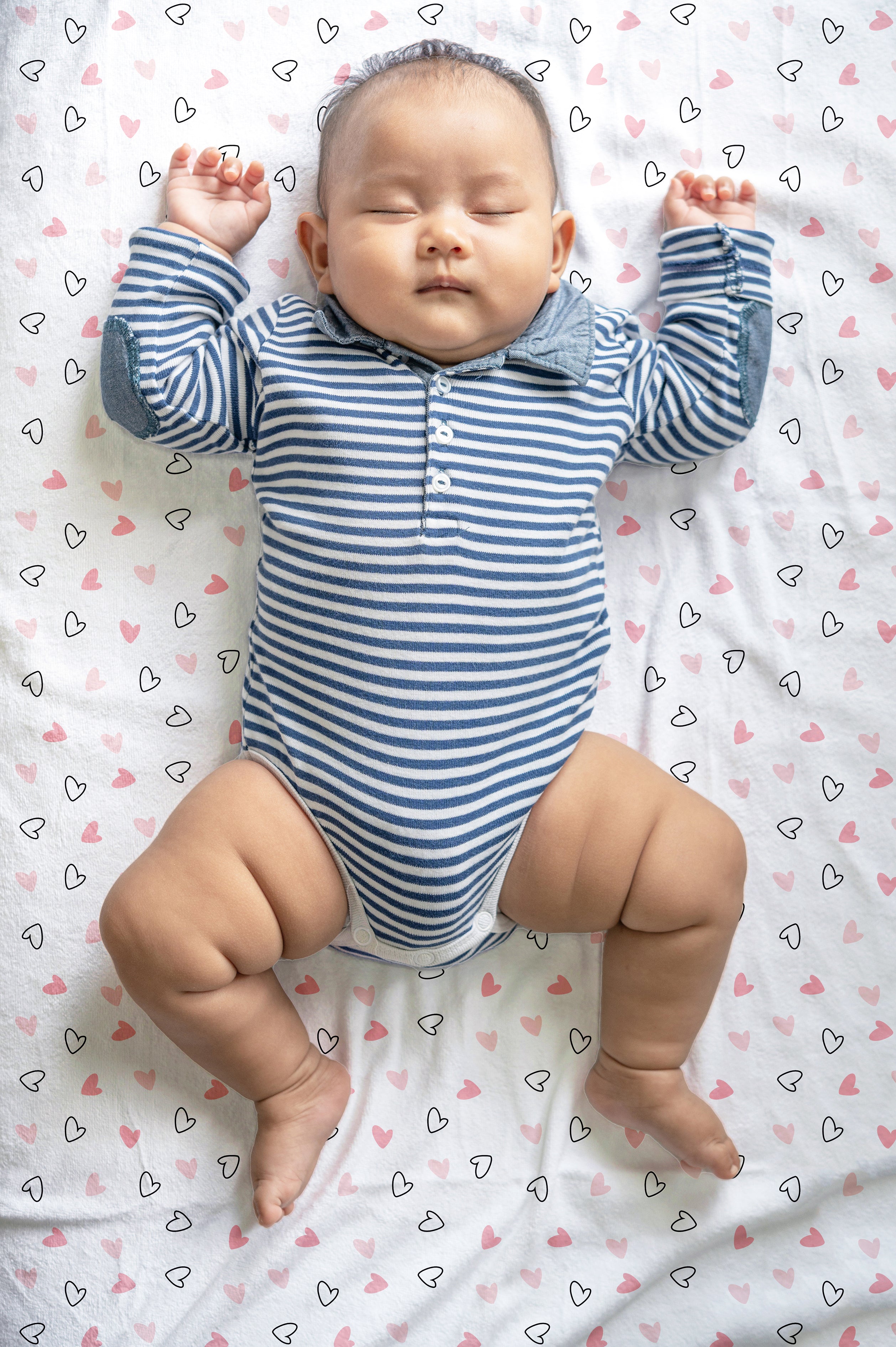 The White Cradle Flat Bed Sheet for Baby Cot & Mattress - Pink Hearts