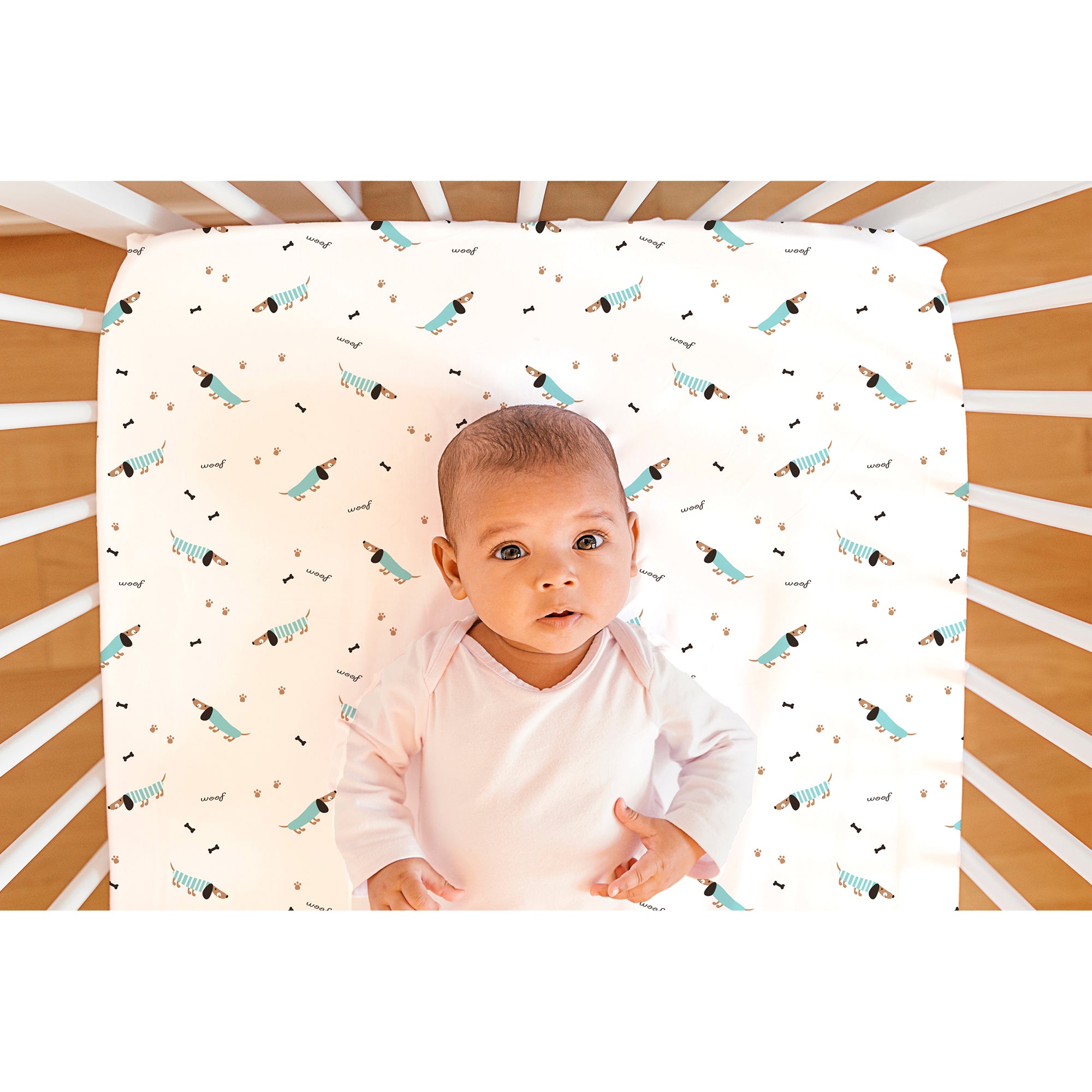 The White Cradle Flat Bed Sheet for Baby Cot & Mattress - Boy Poodle