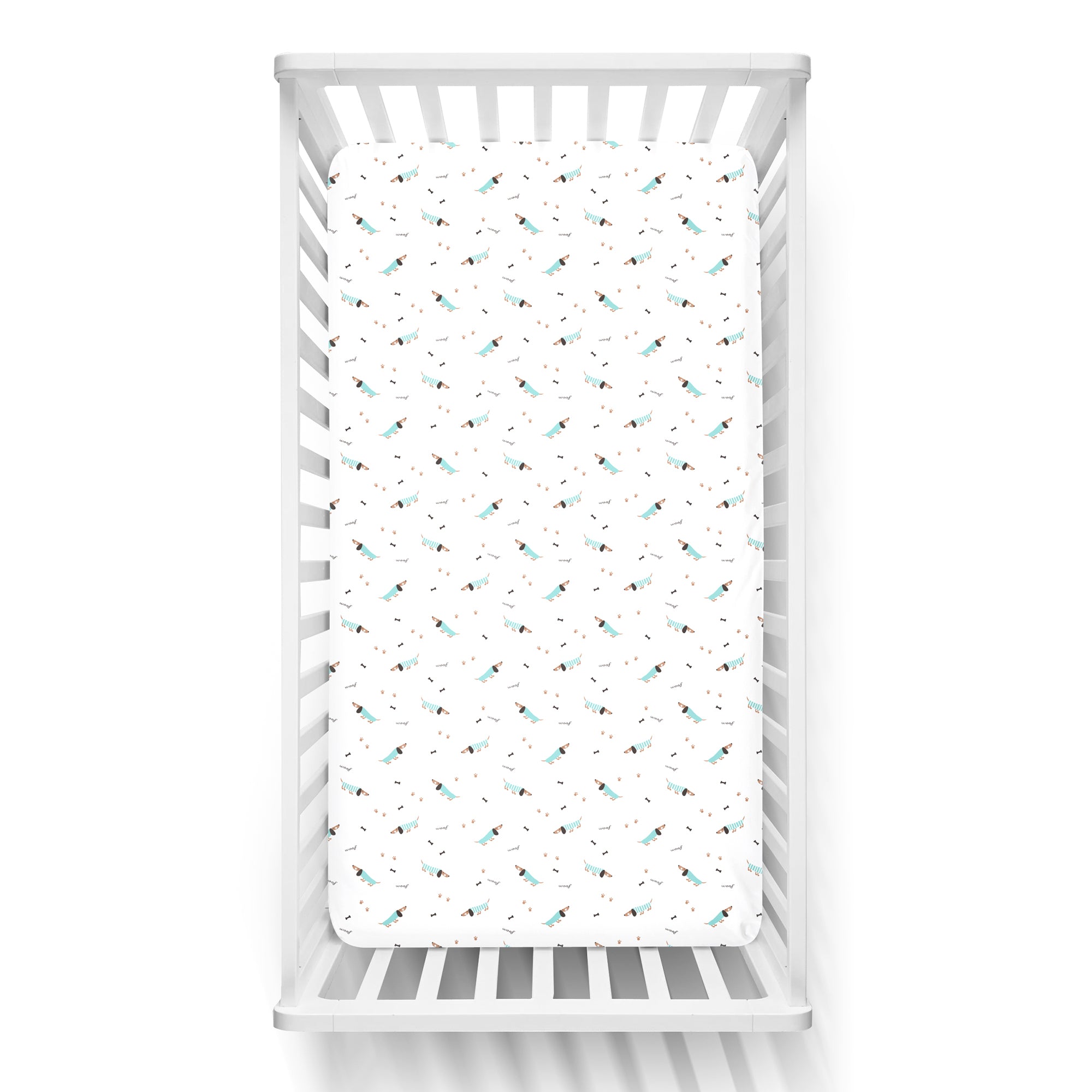 The White Cradle Flat Bed Sheet for Baby Cot & Mattress - Boy Poodle