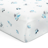 The White Cradle Flat Bed Sheet for Baby Cot & Mattress - Blue Koala