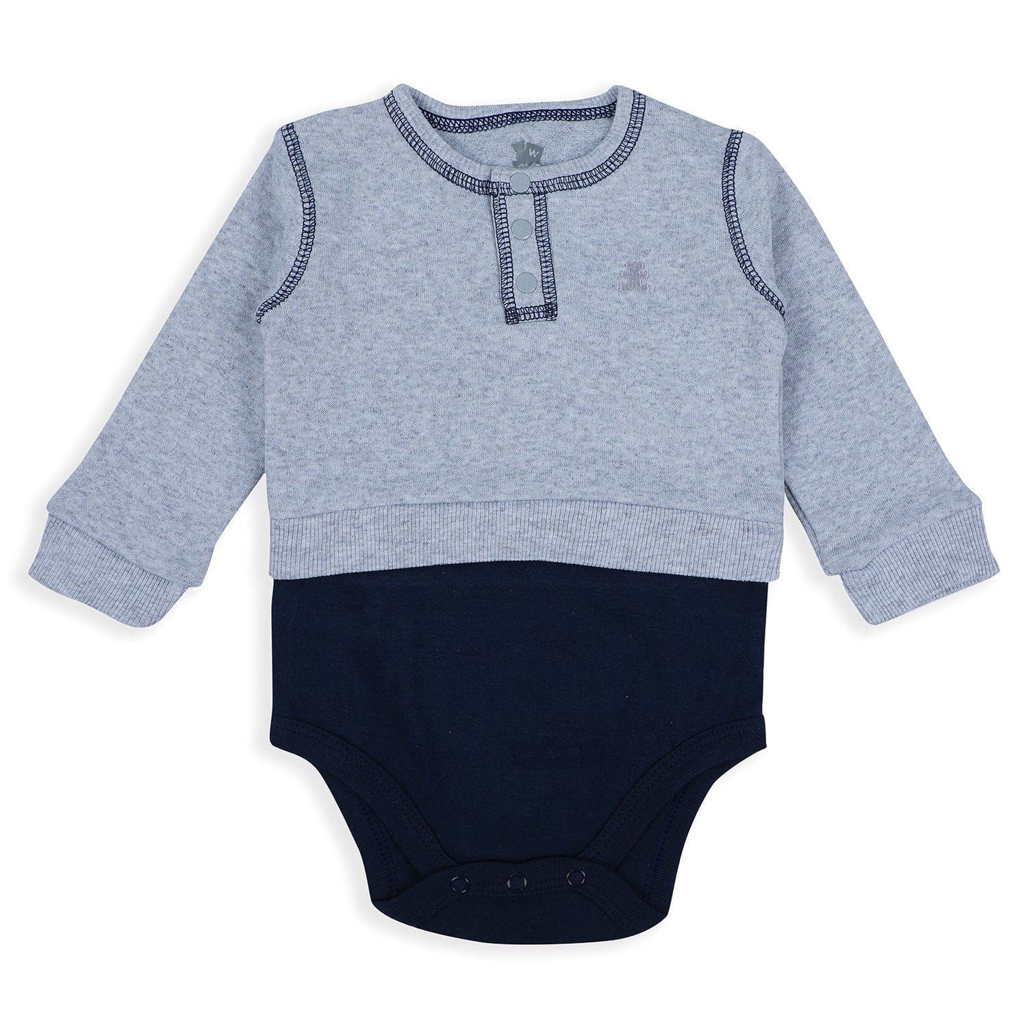 Baby Moo Solid Stretchable Jogger with Full Sleeve Onesie And Booties Gift Set - Grey - Baby Moo