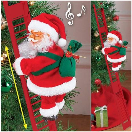 Musical Tree Climbing Santa Red Rise