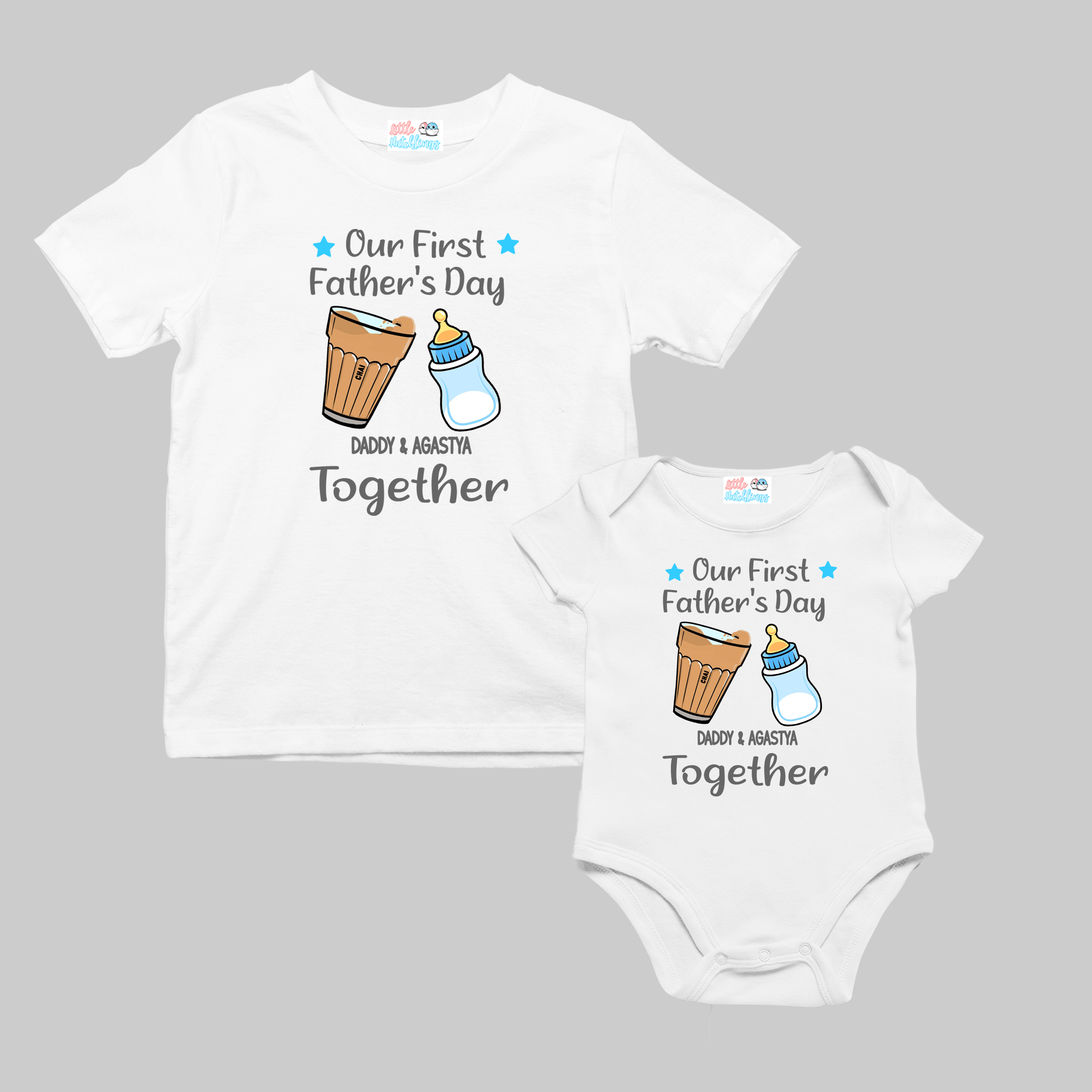 Chai & Milk Bottle First Fathers Day White Combo