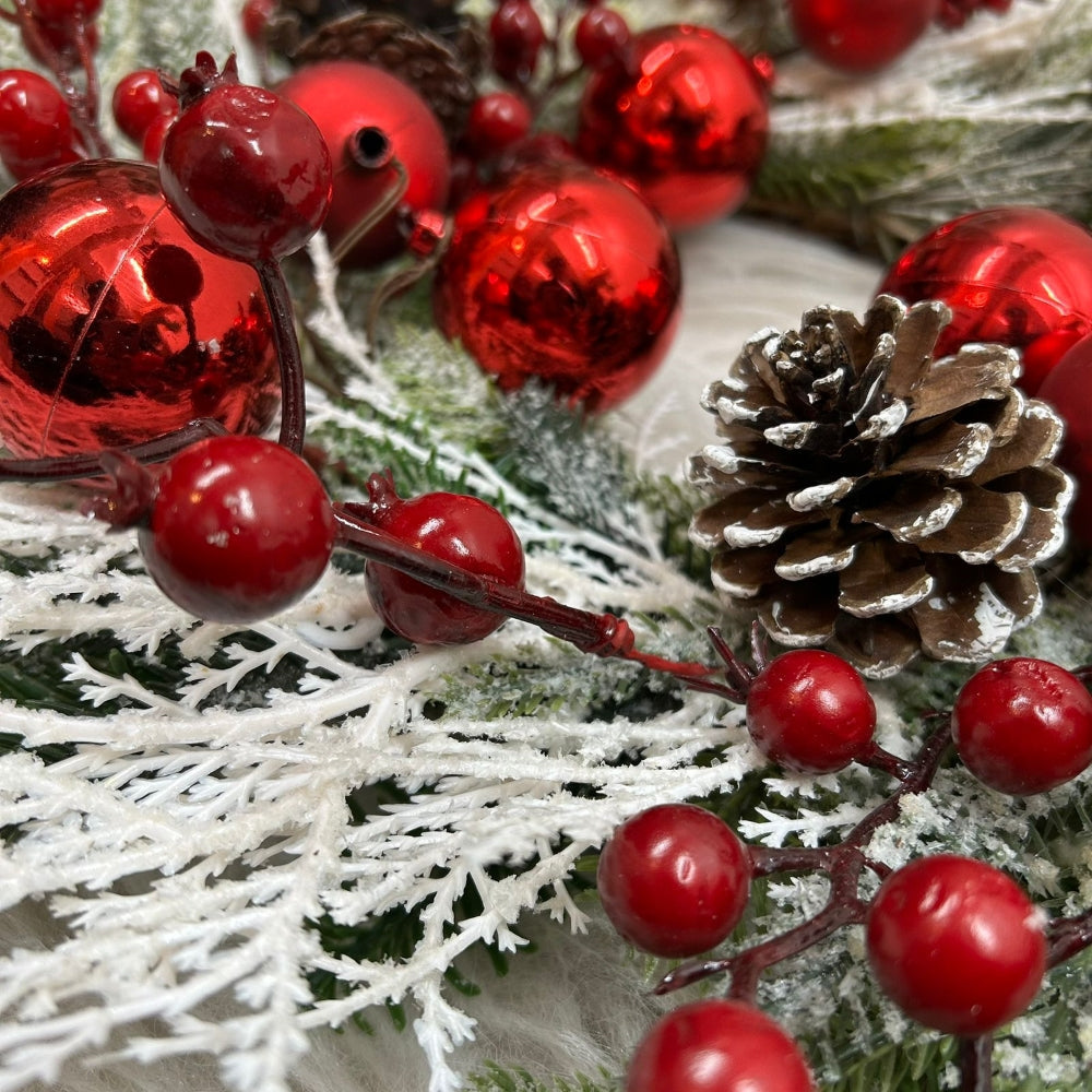 Cherry Pine Cone Holiday Wreath