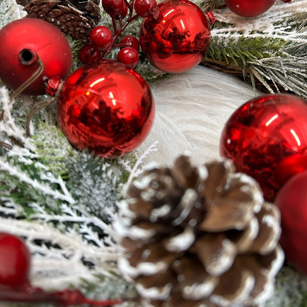 Cherry Pine Cone Holiday Wreath