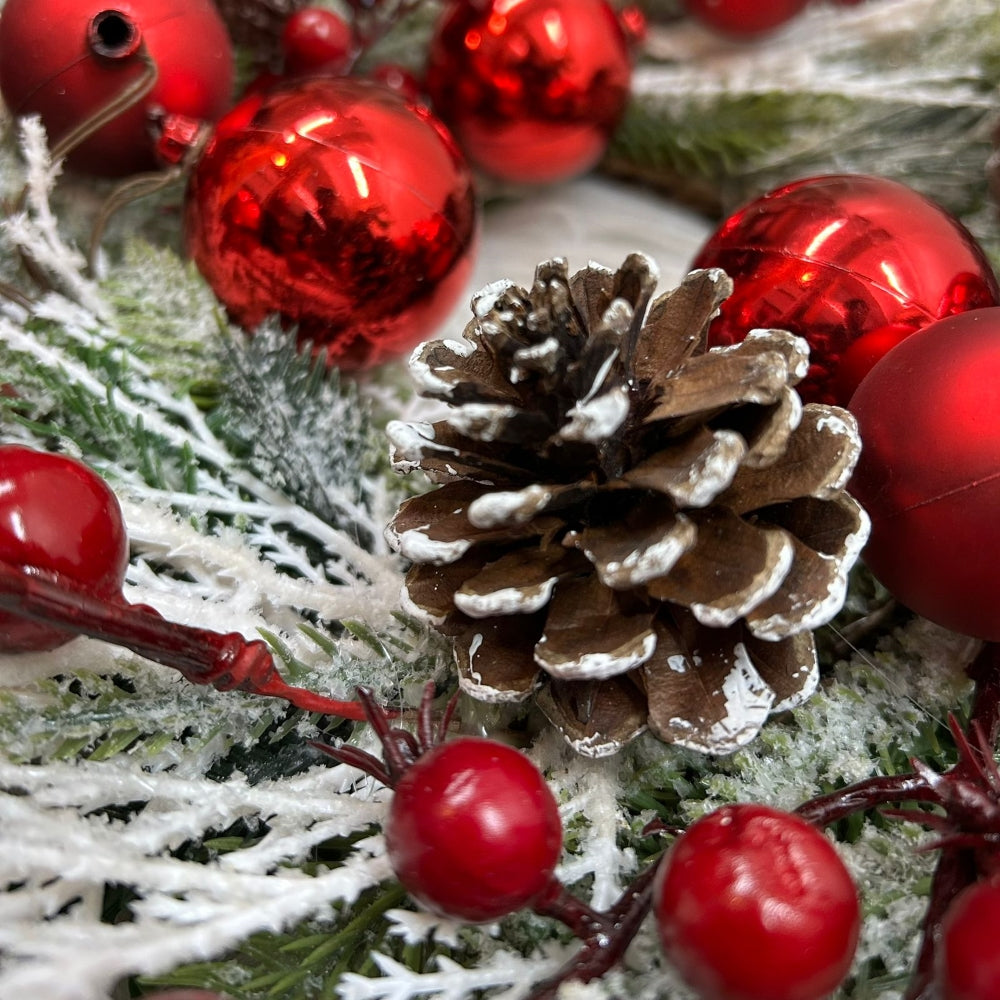 Cherry Pine Cone Holiday Wreath