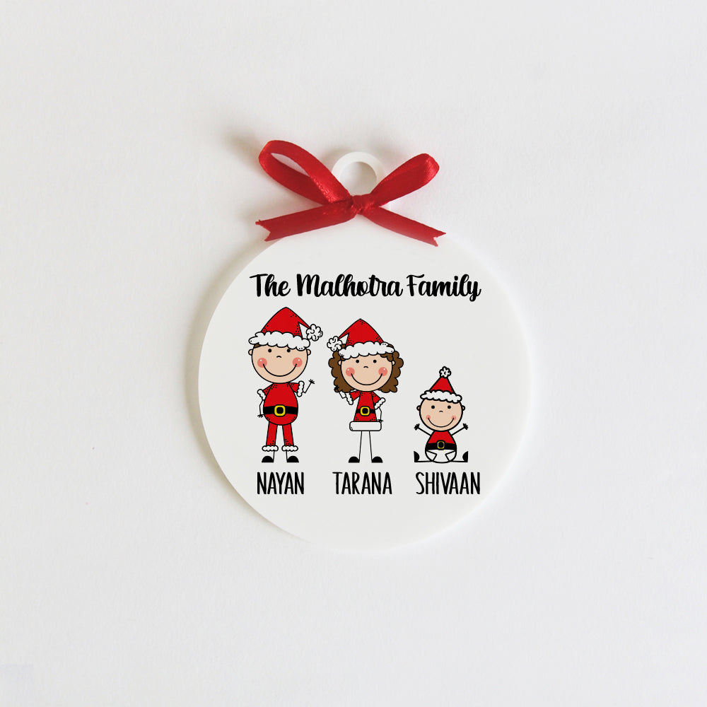 Christmas Family Ornament - 3 People/Pets