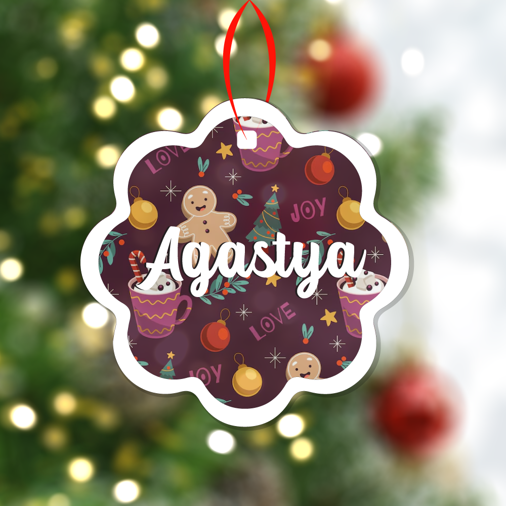 Wave Christmas Print Ornaments - Purple