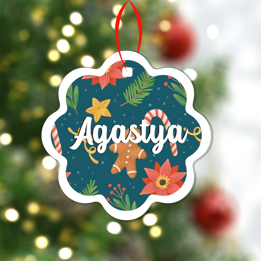 Wave Christmas Print Ornaments - Teal