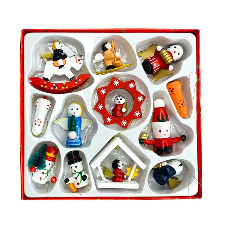 Wooden Joyful Jingle Ornament (Set of 12)