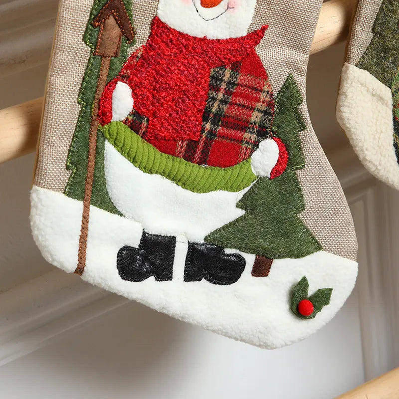 Checkered Cheer Stocking (Chilly Snowman)