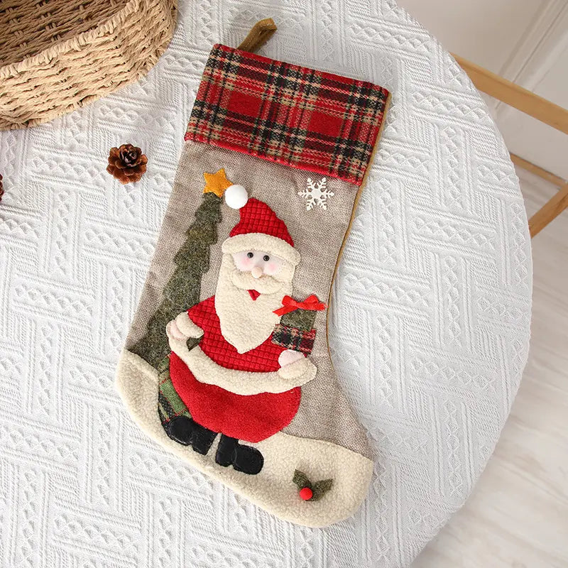 Checkered Cheer Stocking (Santa)