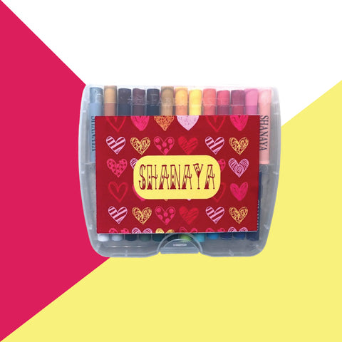 Personlaised Crayons Box- Hearts