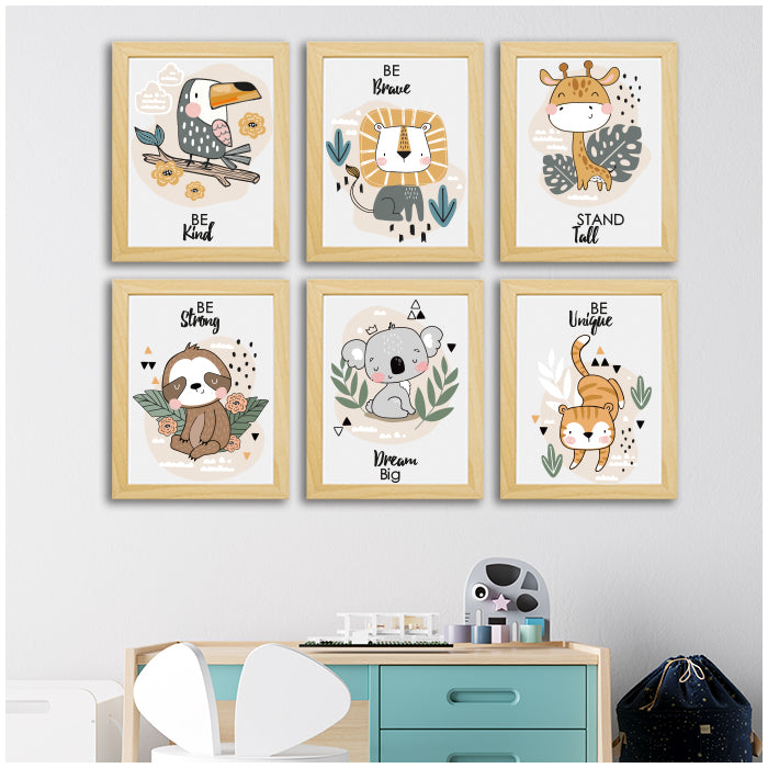 Cute Animals Framed Wall Art (Set of 6)