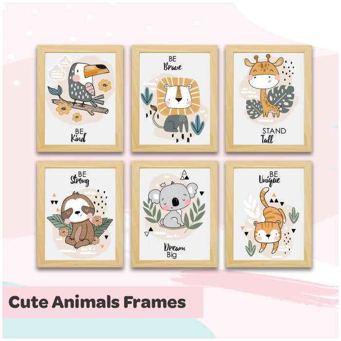 Cute Animals Framed Wall Art (Set of 6)