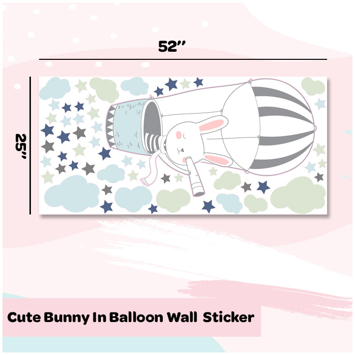 Cute Bunny In Balloon Wall Sticker For Kids Room