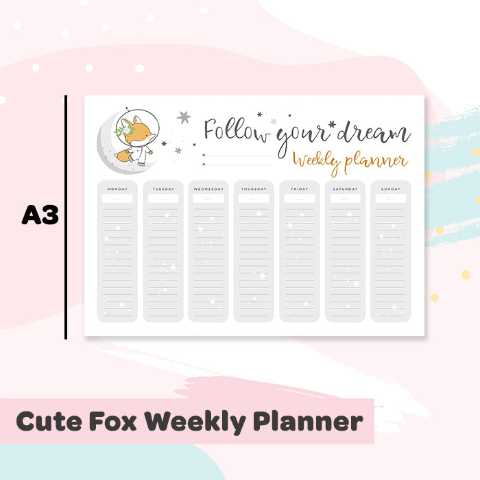 Cute Fox Weekly Planner Wall Sticker