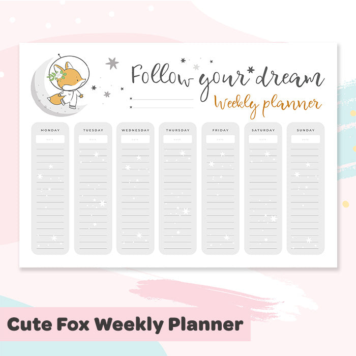 Cute Fox Weekly Planner Wall Sticker
