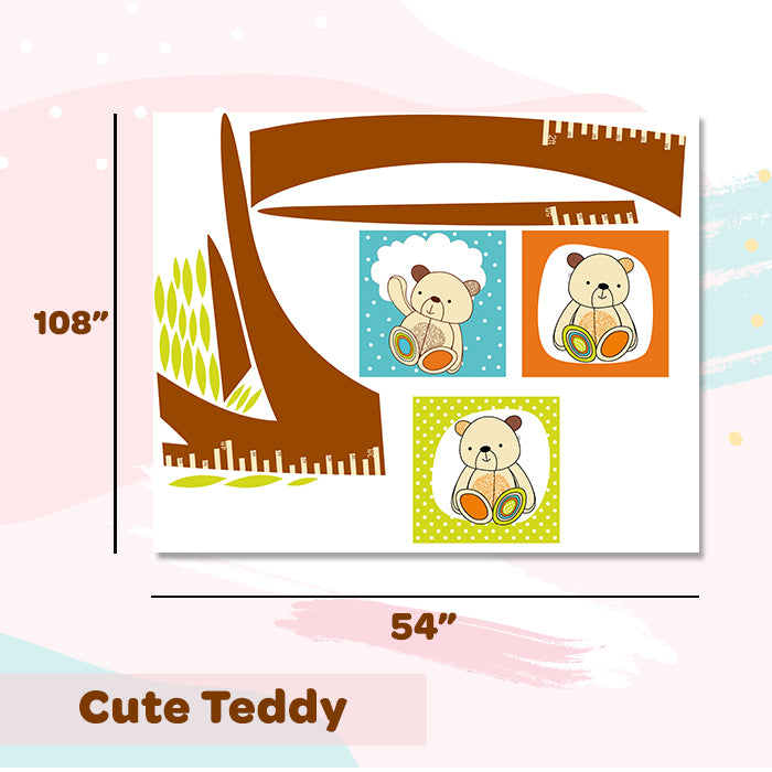 Cute Teddy Height Chart Wall Stickers