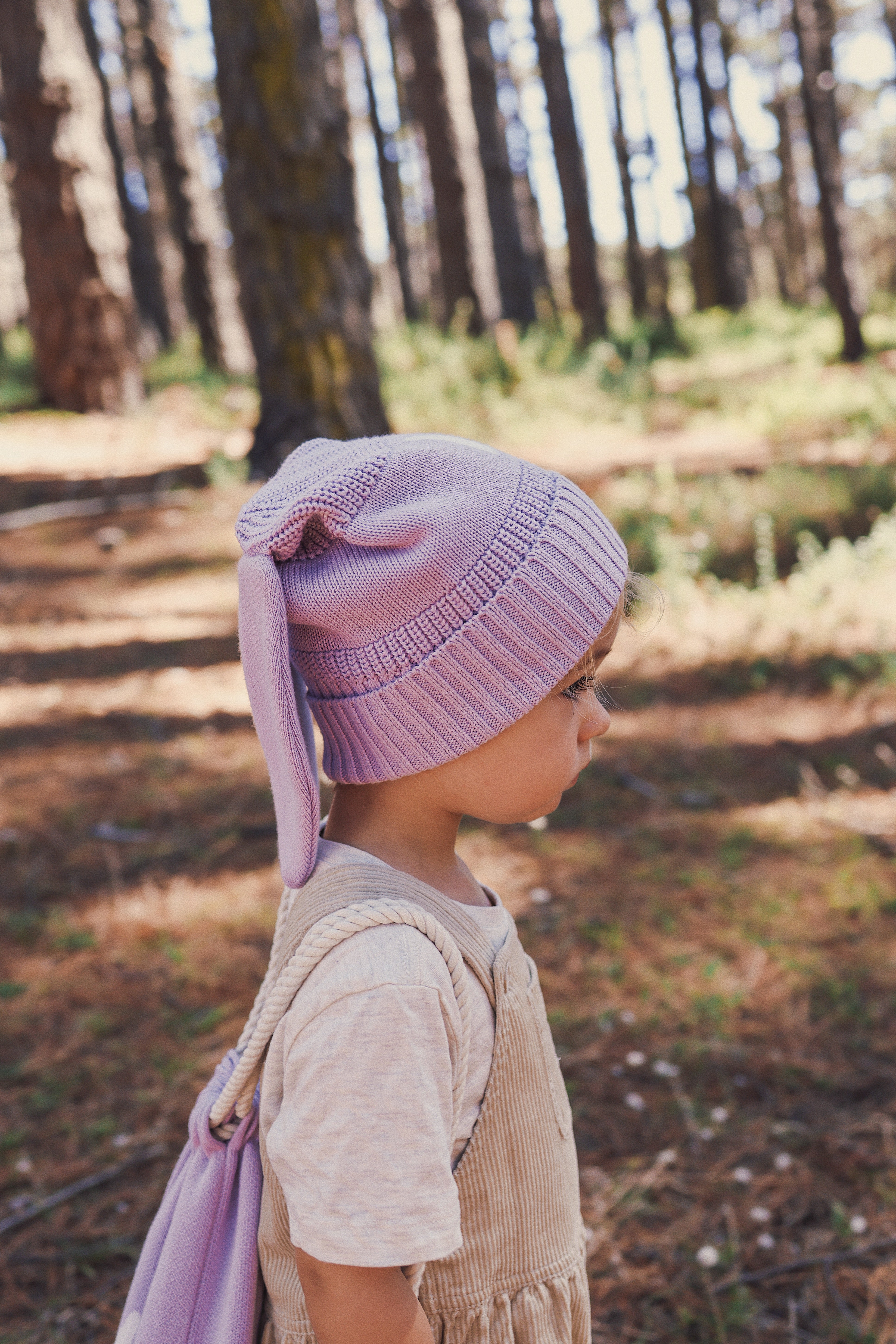 Bunny Beanie - Base: Lilac; Letter: Ivory