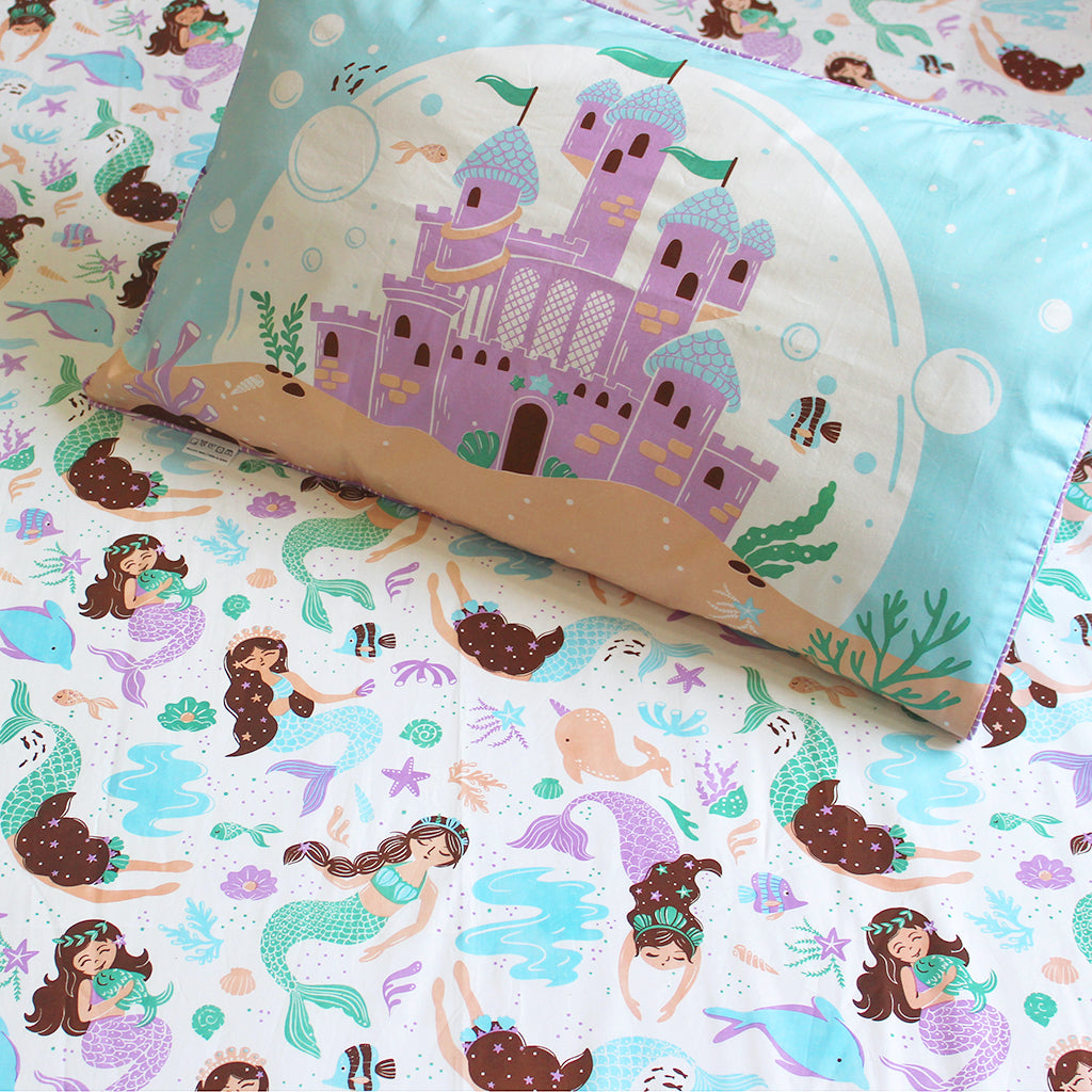 Magical Mermaids Single/Double Bedsheet With One/Two Pillow Cover