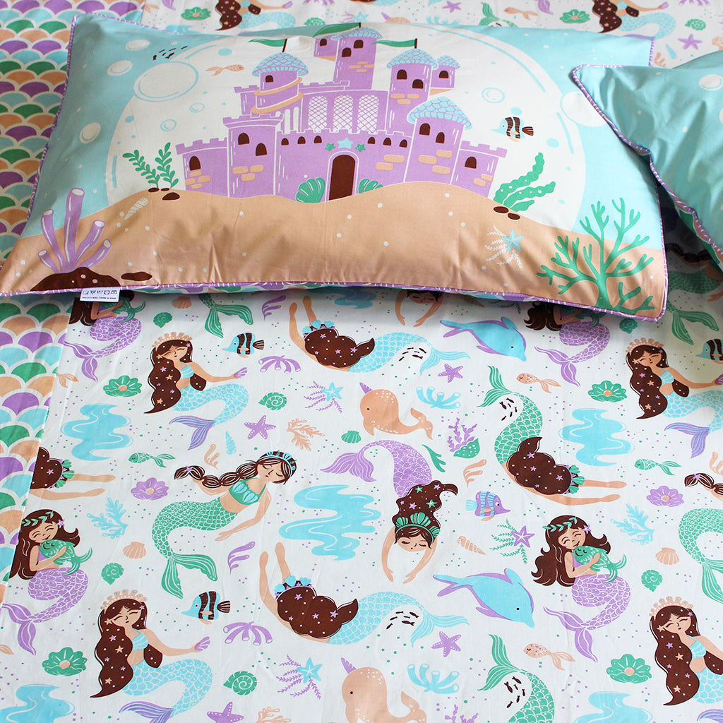 Magical Mermaids Single/Double Bedsheet With One/Two Pillow Cover