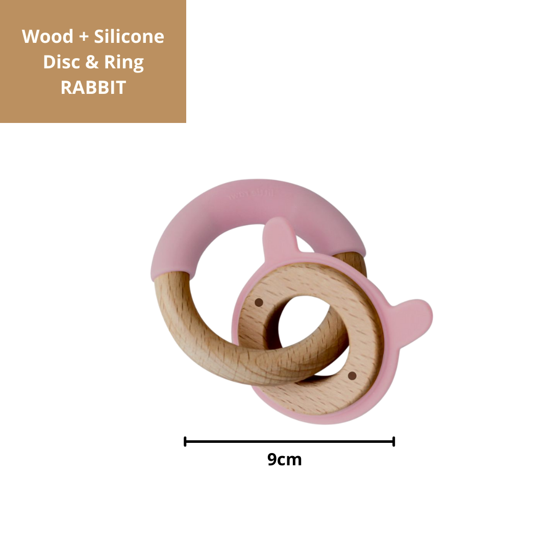 Wood Critter & Ring Teether - Pink