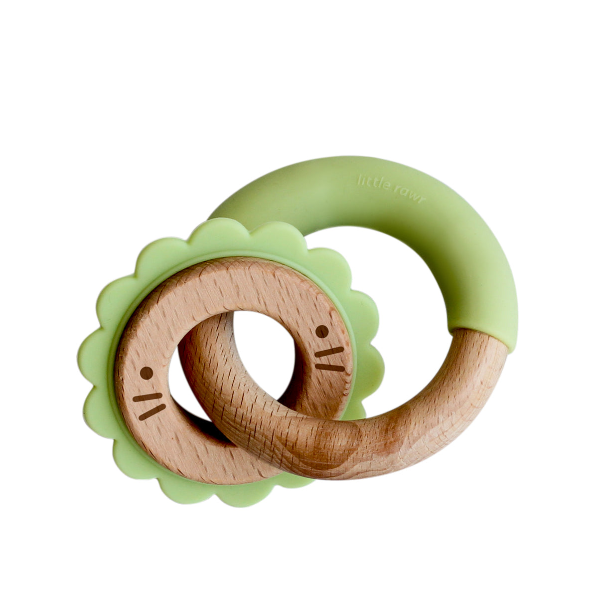 Wood Critter & Ring Teether - Green